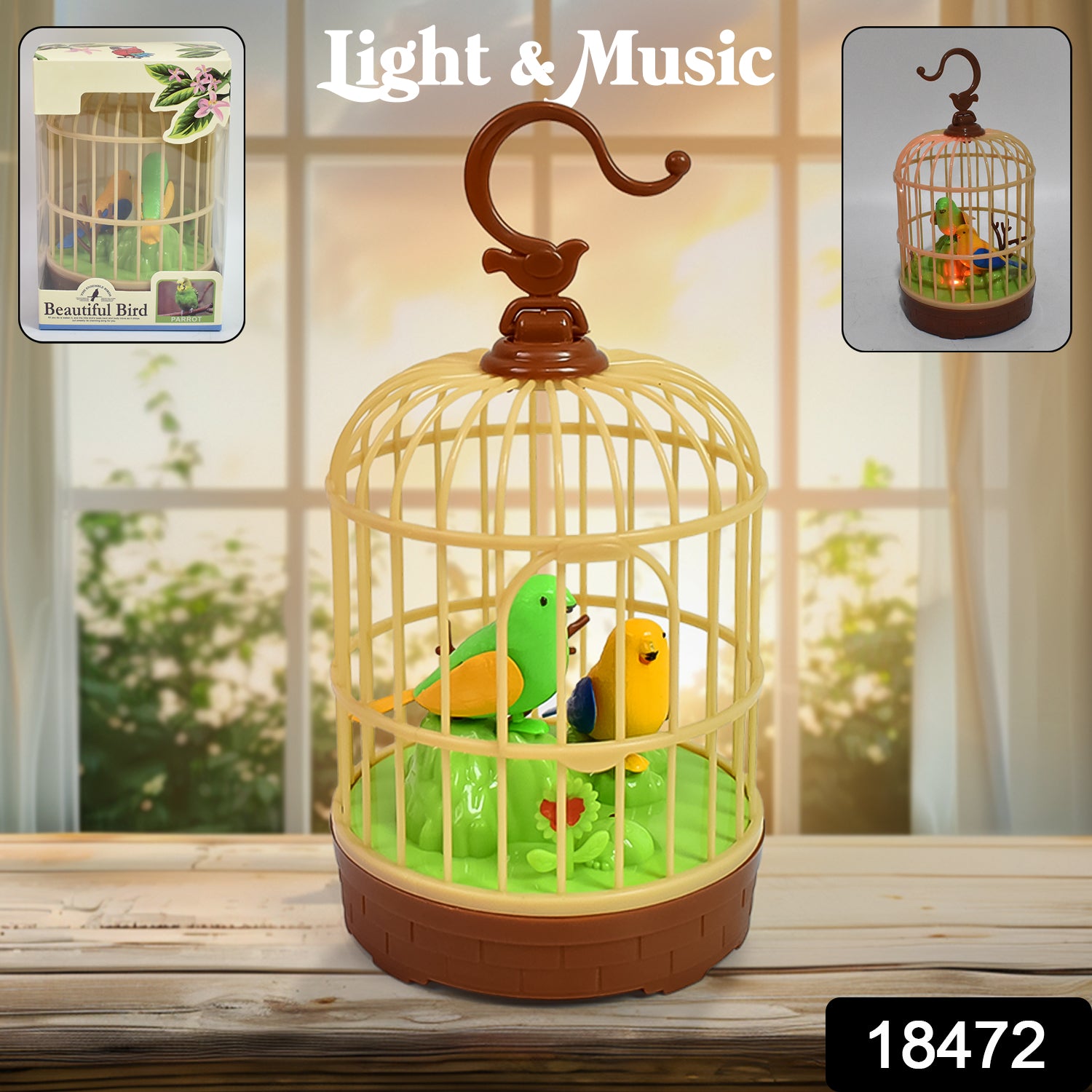 Sound Activated Chirping Bird In Hanging Cage Beautiful Pinjra Bird Toy (1 Pc Battery Not Operated) Sound Activated Chirping Bird In Hanging Cage Beautiful Pinjra Bird Toy (1 Pc Battery Not Operated)